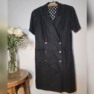 BUTTON up black Paul Alexander dress. Woven back detail. Blazer dress.